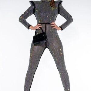 AKIRA Black Rhinestone Jumpsuit